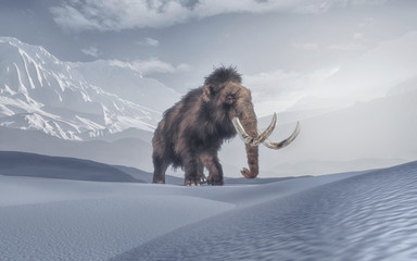 mammoth in the mountains - obrazy, fototapety, plakaty