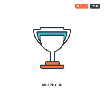 2 color Award cup concept line vector icon. isolated two colored Award cup  outline icon with blue and red colors can be use for web, mobile. Stroke  line eps 10. Stock Vector |
