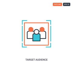 Fototapeta premium 2 color Target audience concept line vector icon. isolated two colored Target audience outline icon with blue and red colors can be use for web, mobile. Stroke line eps 10.