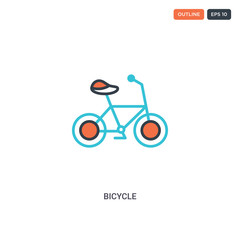 2 color Bicycle concept line vector icon. isolated two colored Bicycle outline icon with blue and red colors can be use for web, mobile. Stroke line eps 10.