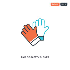 Obraz premium 2 color Pair of safety gloves for cooking food concept line vector icon. isolated two colored Pair of safety gloves for cooking food outline icon with blue and red colors can be use for web, mobile