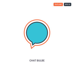 2 color chat bulbe concept line vector icon. isolated two colored chat bulbe outline icon with blue and red colors can be use for web, mobile. Stroke line eps 10.