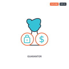 2 color Guarantor concept line vector icon. isolated two colored Guarantor outline icon with blue and red colors can be use for web, mobile. Stroke line eps 10.