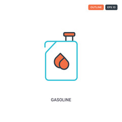 2 color gasoline concept line vector icon. isolated two colored gasoline outline icon with blue and red colors can be use for web, mobile. Stroke line eps 10.