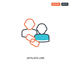 2 color Affiliate Link concept line vector icon. isolated two colored Affiliate Link outline icon with blue and red colors can be use for web, mobile. Stroke line eps 10.