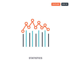 2 color statistics concept line vector icon. isolated two colored statistics outline icon with blue and red colors can be use for web, mobile. Stroke line eps 10.