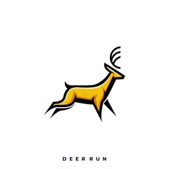 Deer Run Illustration Vector Template