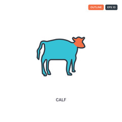 2 color Calf concept line vector icon. isolated two colored Calf outline icon with blue and red colors can be use for web, mobile. Stroke line eps 10.