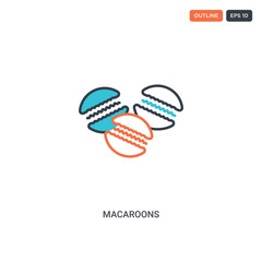 2 color Macaroons concept line vector icon. isolated two colored Macaroons outline icon with blue and red colors can be use for web, mobile. Stroke line eps 10.