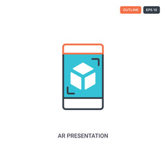 2 color ar presentation concept line vector icon. isolated two colored ar presentation outline icon with blue and red colors can be use for web, mobile. Stroke line eps 10.