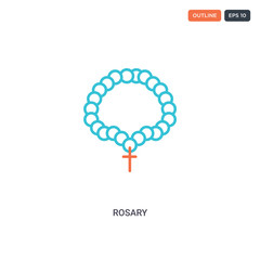 2 color Rosary concept line vector icon. isolated two colored Rosary outline icon with blue and red colors can be use for web, mobile. Stroke line eps 10.