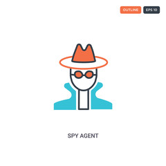 2 color Spy Agent concept line vector icon. isolated two colored Spy Agent outline icon with blue and red colors can be use for web, mobile. Stroke line eps 10.