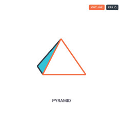 2 color Pyramid concept line vector icon. isolated two colored Pyramid outline icon with blue and red colors can be use for web, mobile. Stroke line eps 10.