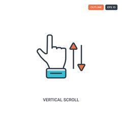 2 color Vertical Scroll concept line vector icon. isolated two colored Vertical Scroll outline icon with blue and red colors can be use for web, mobile. Stroke line eps 10.