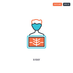 2 color x-ray concept line vector icon. isolated two colored x-ray outline icon with blue and red colors can be use for web, mobile. Stroke line eps 10.