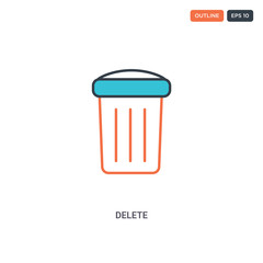 2 color Delete concept line vector icon. isolated two colored Delete outline icon with blue and red colors can be use for web, mobile. Stroke line eps 10.