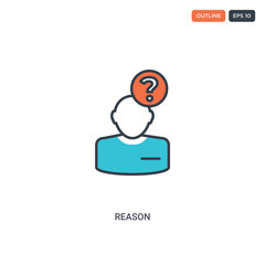 2 color reason concept line vector icon. isolated two colored reason outline icon with blue and red colors can be use for web, mobile. Stroke line eps 10.