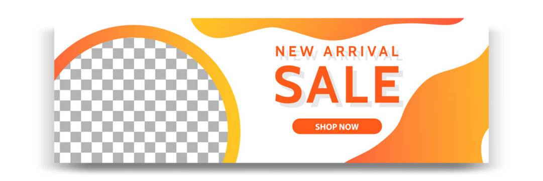 Abstract gradient modern geometric banner template design in yellow, orange, white color. Suitable for advertising and promotion in social media post, blog, web, cover, header. Vector Illustration. 