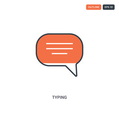 2 color Typing concept line vector icon. isolated two colored Typing outline icon with blue and red colors can be use for web, mobile. Stroke line eps 10.
