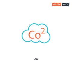 2 color Co2 concept line vector icon. isolated two colored Co2 outline icon with blue and red colors can be use for web, mobile. Stroke line eps 10.