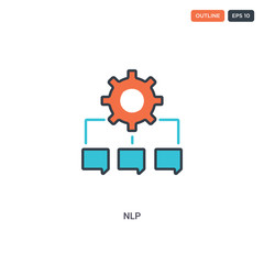 2 color Nlp concept line vector icon. isolated two colored Nlp outline icon with blue and red colors can be use for web, mobile. Stroke line eps 10.