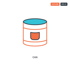 2 color Can concept line vector icon. isolated two colored Can outline icon with blue and red colors can be use for web, mobile. Stroke line eps 10.