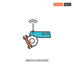 2 color Service provider concept line vector icon. isolated two colored Service provider outline icon with blue and red colors can be use for web, mobile. Stroke line eps 10.