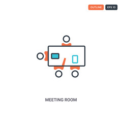 2 color Meeting room concept line vector icon. isolated two colored Meeting room outline icon with blue and red colors can be use for web, mobile. Stroke line eps 10.