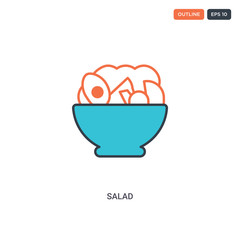 2 color Salad concept line vector icon. isolated two colored Salad outline icon with blue and red colors can be use for web, mobile. Stroke line eps 10.