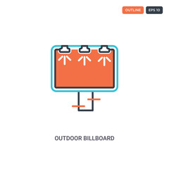 Fototapeta premium 2 color outdoor billboard concept line vector icon. isolated two colored outdoor billboard outline icon with blue and red colors can be use for web, mobile. Stroke line eps 10.