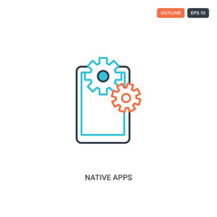 2 color Native apps concept line vector icon. isolated two colored Native apps outline icon with blue and red colors can be use for web, mobile. Stroke line eps 10.