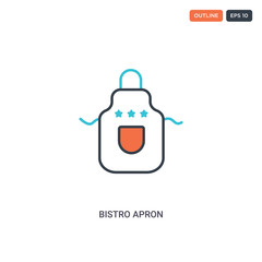 2 color Bistro apron concept line vector icon. isolated two colored Bistro apron outline icon with blue and red colors can be use for web, mobile. Stroke line eps 10.