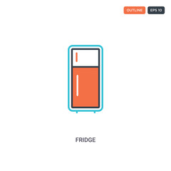 2 color Fridge concept line vector icon. isolated two colored Fridge outline icon with blue and red colors can be use for web, mobile. Stroke line eps 10.