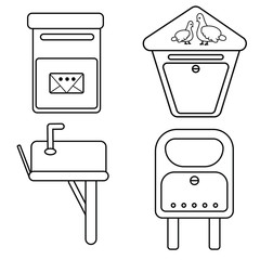 Mailbox line icon set vector illustration.