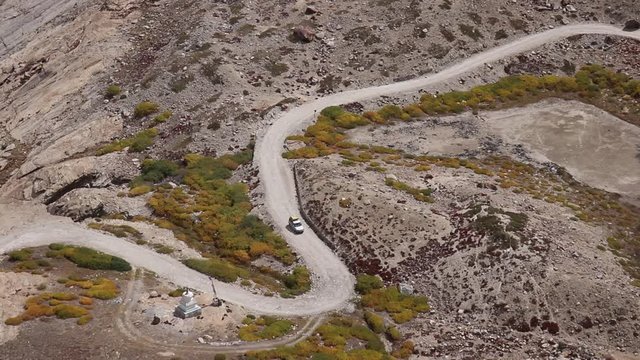 curved road in the mountains of Himalaya 