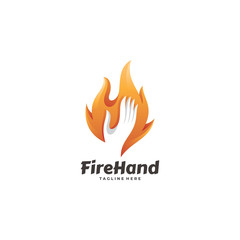 Modern Colorful Fire Flame Energy and Hand Logo Icon