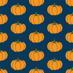 Hand drawn seamless pattern with pumpkin. Vector illustration. EPS 10