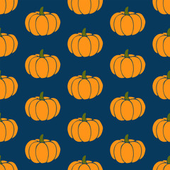 Hand drawn seamless pattern with pumpkin. Vector illustration. EPS 10