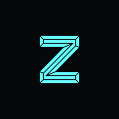 Simple ice block Z Initial / Letter Z modern logo design with blue ice color