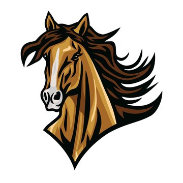 Horse Mustang Head Logo Cartoon Vector Esport Mascot Design Illustration