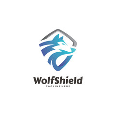 Wolf Jackal Head and Shield Mascot Logo © putra_purwanto