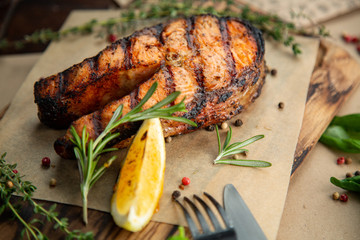 grilled steak with vegetables