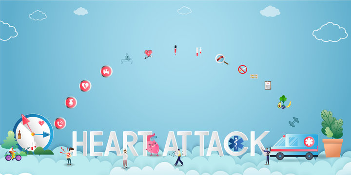 A man with a heart attack in a park the people see and try to help, call for an ambulance. Tiny People character behavior. Suitable for wallpaper, background and web landing page.Vector Illustration