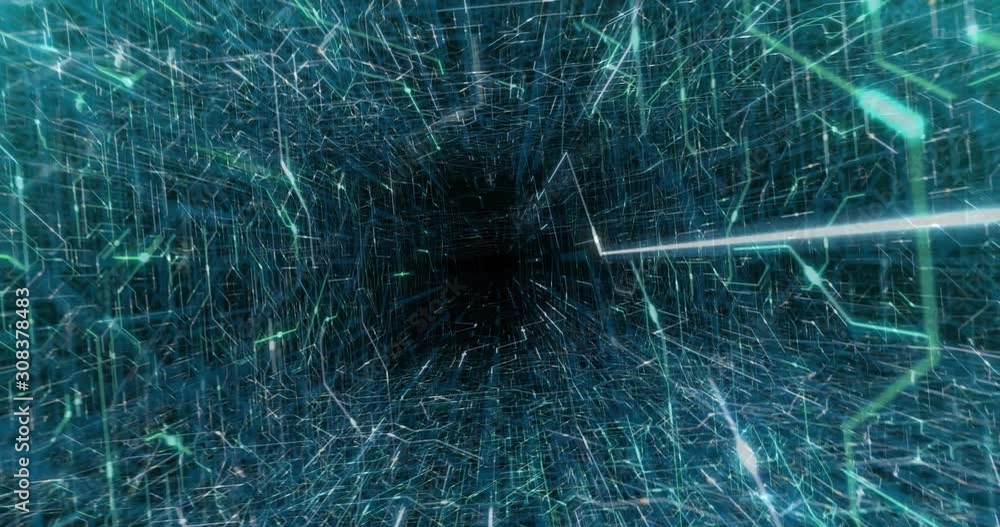 Poster 4k seamless loop of printed circuit board (pcb) in motion. artificial intelligence (ai), data mining