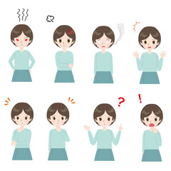 怒る　表情　上半身　女性