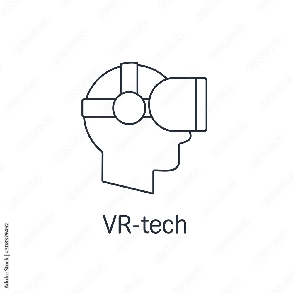 Poster a virtual reality. vr - technology. vector linear icon on a white background.
