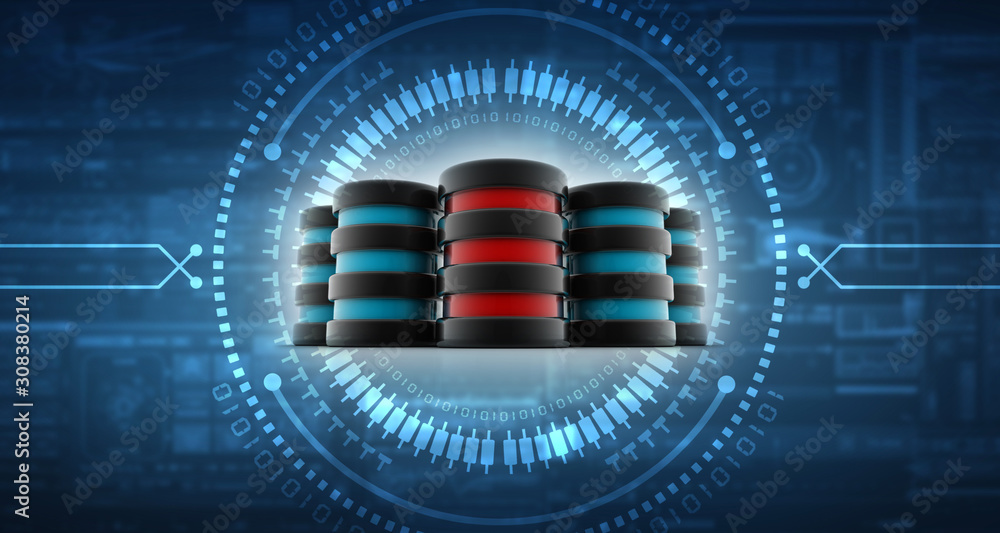 Poster 3d rendering database storage data base