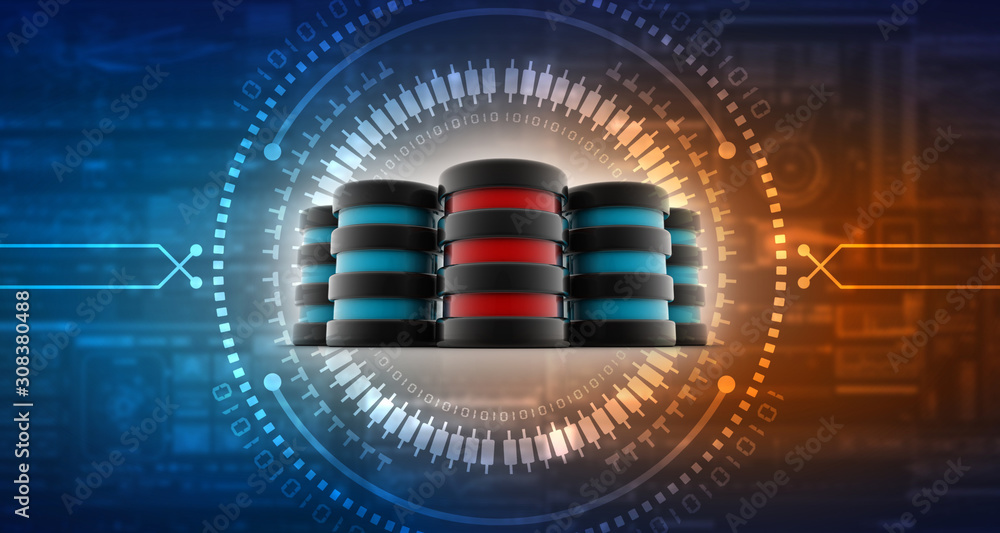 Poster 3d rendering database storage data base