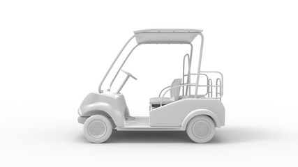 3d rendering of a white golf cart isolated in a studio background