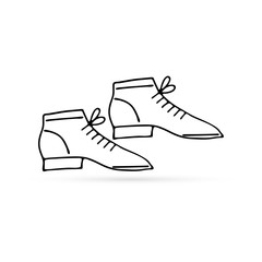 doodle boots icon, kids hand drawing line art, vector illustration